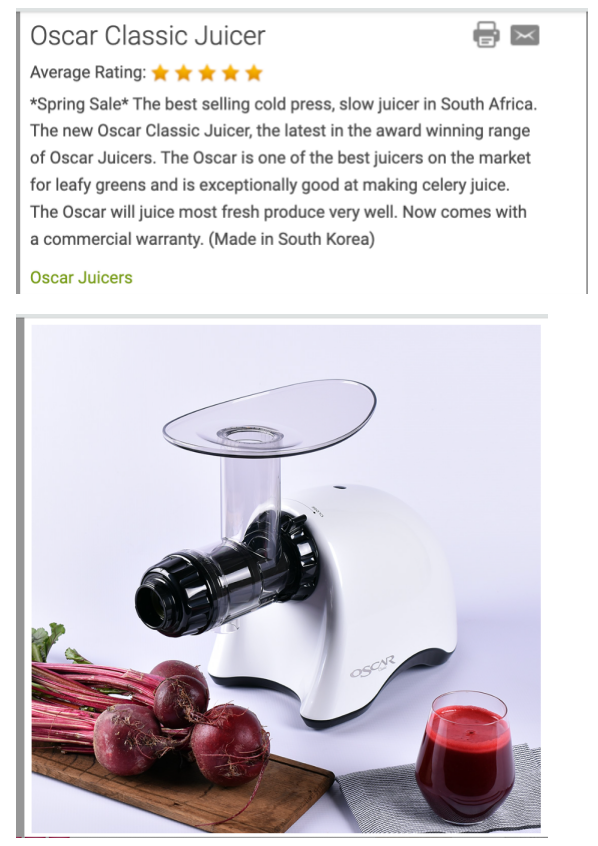 Oscar Classic Juicer Average Rating: 1 2 3 4 5 *Sp